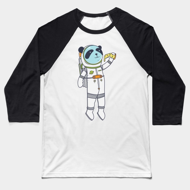 Space Pizza Panda Baseball T-Shirt by MedicalPandas